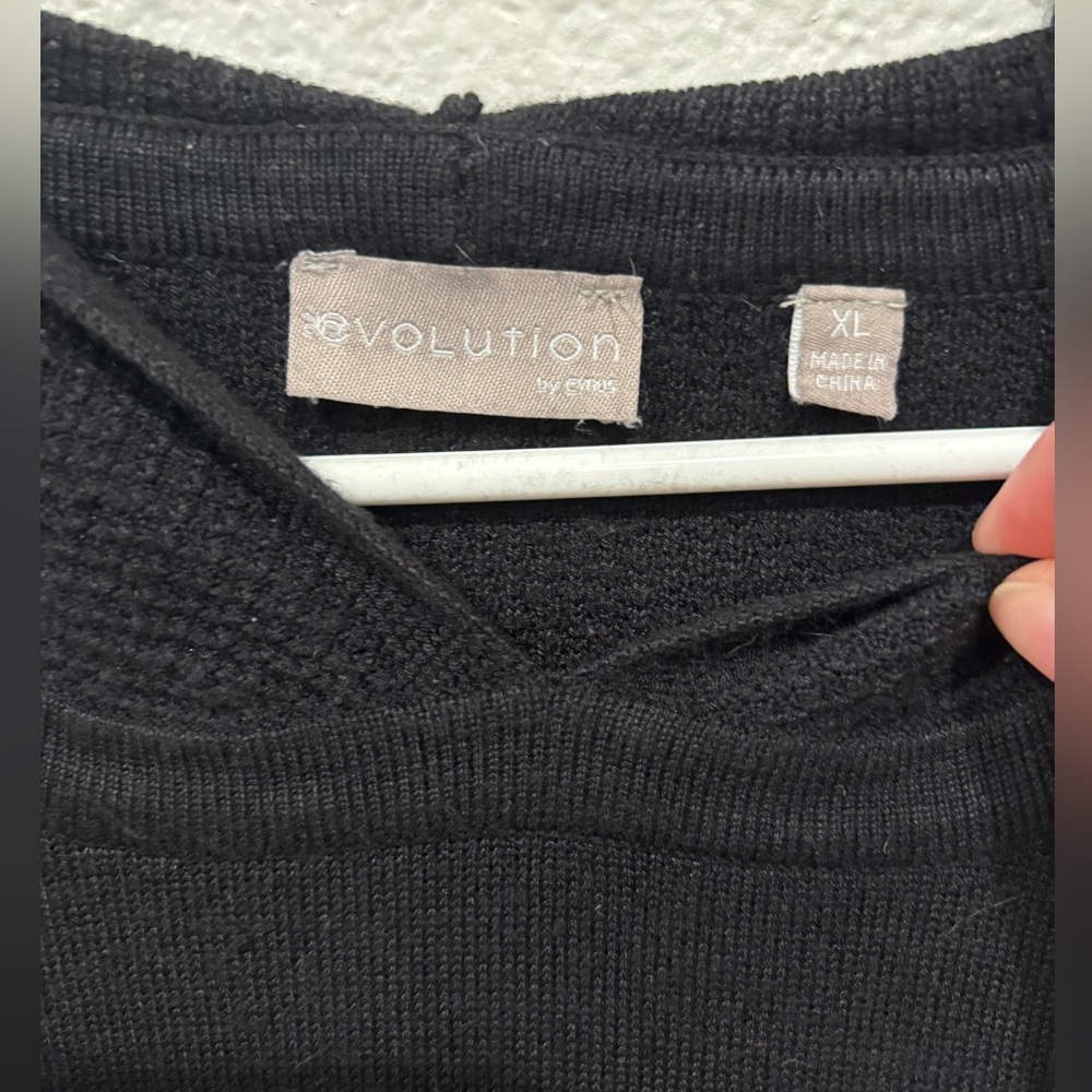 NWOT!! Evolution by Cyrus Reena Texture Detail Hooded Black Pullover -XL - Picture 4 of 7